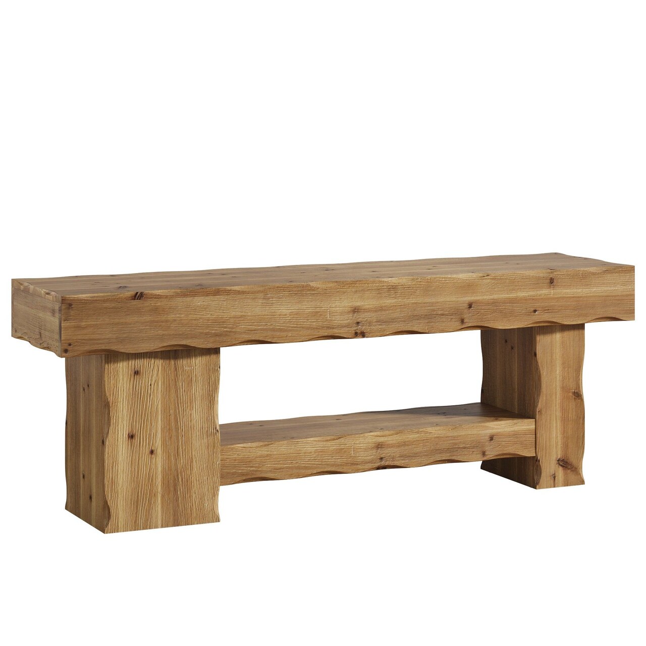 Large Fir Wood Storage Bench with Lower Shoe Rack, Multi Purpose Mudroom Seating Bench with Strong Load Capacity for Home Organization